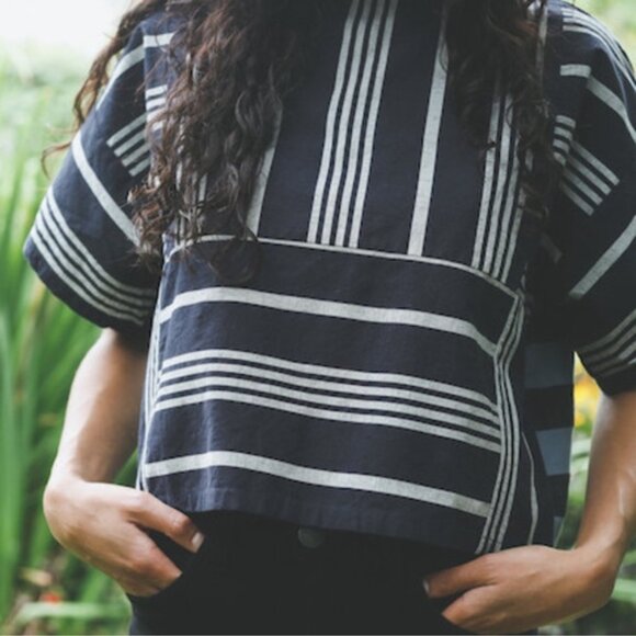 Ace & Jig Clarke Top Selvedge Striped Cotton Size M - Picture 14 of 15